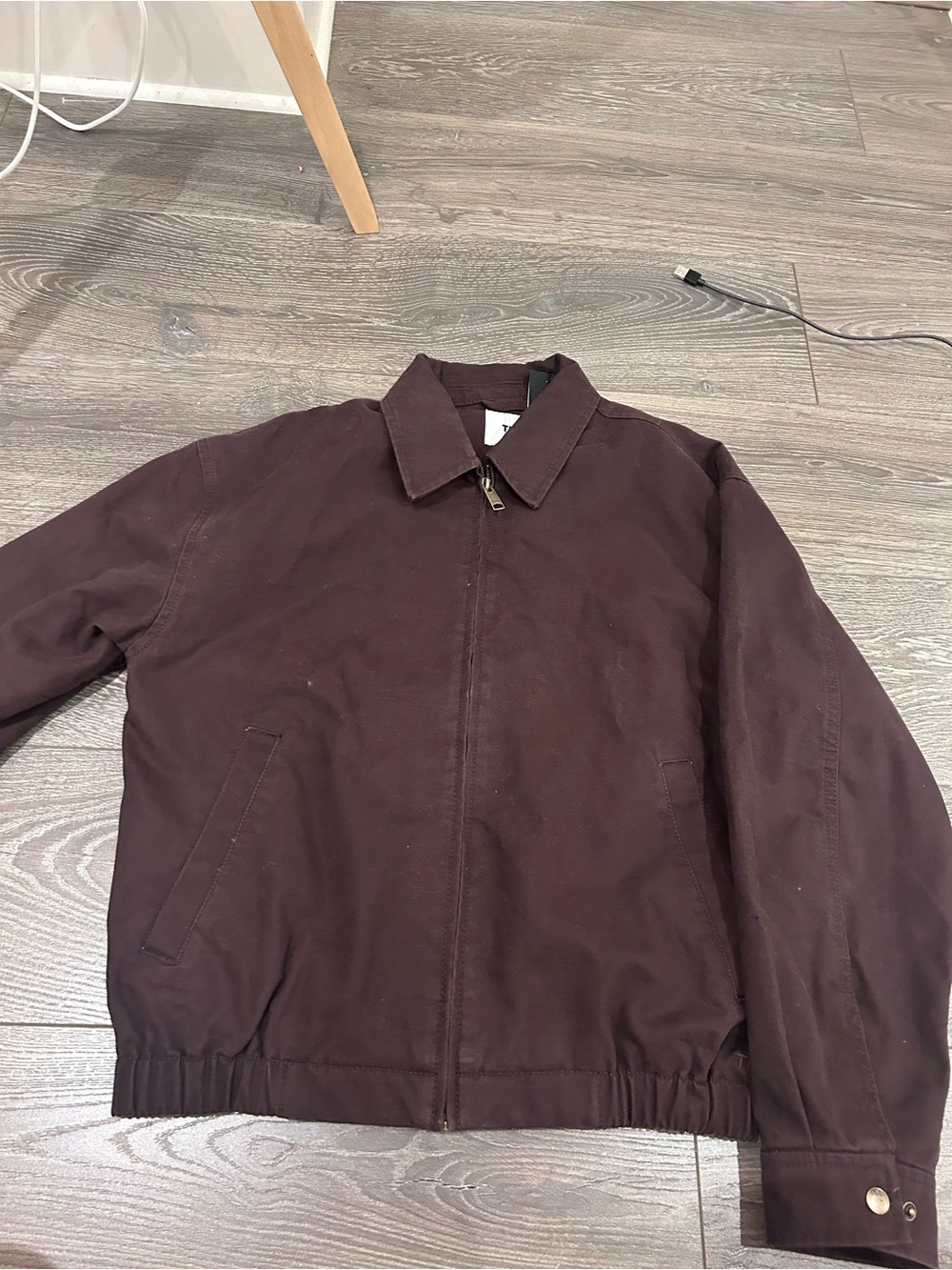 Aritzia Men's Dark Brown Zip-Front Bomber Jacket